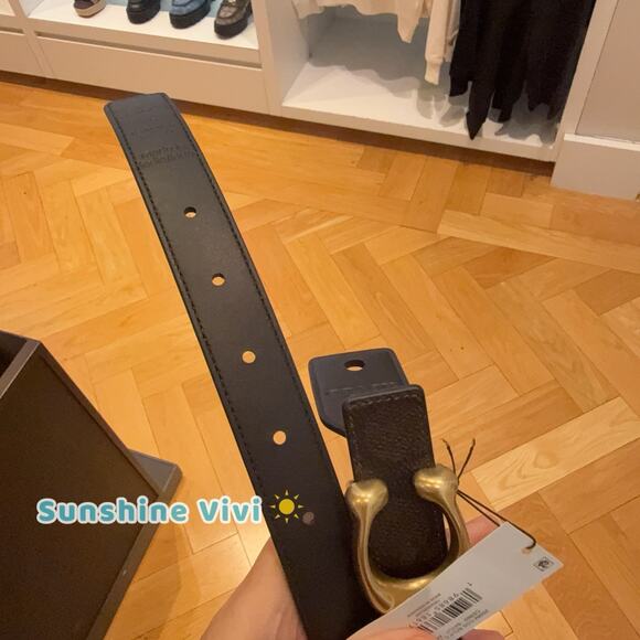 NWT COACH Women Sculpted C Buckle Reversible Belt 25 Mm ceb69 Brass/Walnut Black main image 6